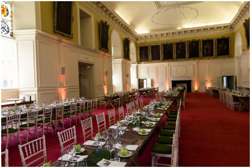 Banquet style reception setup in The Royal Hospital Kilmainham