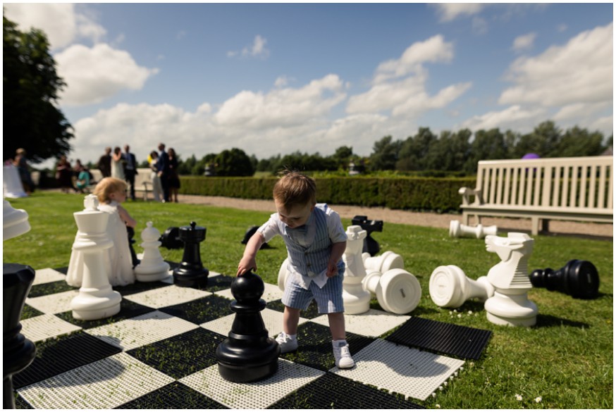 Giant chess set garden games in the sun at the Royal Hospital Kilmainham 