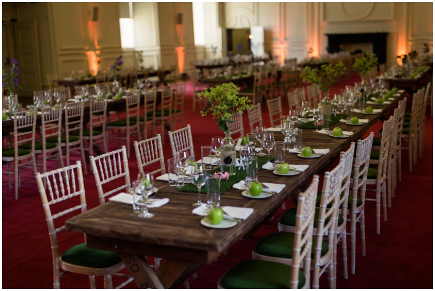 Elegant wedding banquet reception at the Royal Hospital Kilmainham Dublin wedding venue 